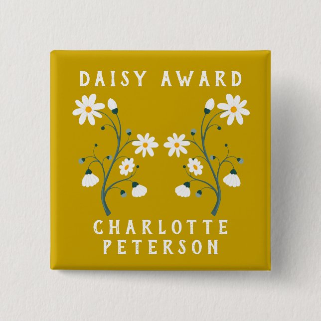 Custom Nurse Daisy Award 2 Inch Square Button (Front)