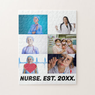Custom Nurse EST 20XX 6 photo collage  Jigsaw Puzzle