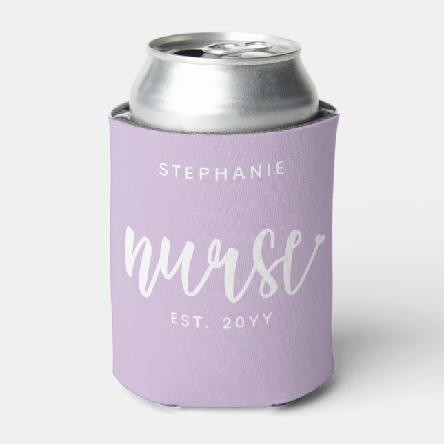 Custom Nurse Est Typography Nurse RN graduation Can Cooler (Can Front)