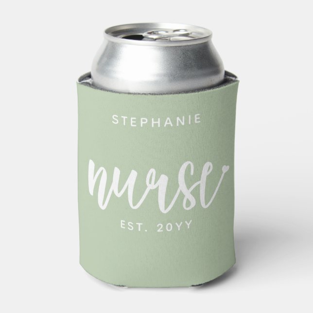Custom Nurse Est Typography Nurse RN graduation Can Cooler (Can Front)