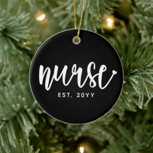 Custom Nurse Est Typography Nurse RN graduation Ceramic Ornament