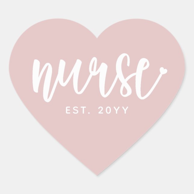 Custom Nurse Est Typography Nurse RN graduation Heart Sticker (Front)
