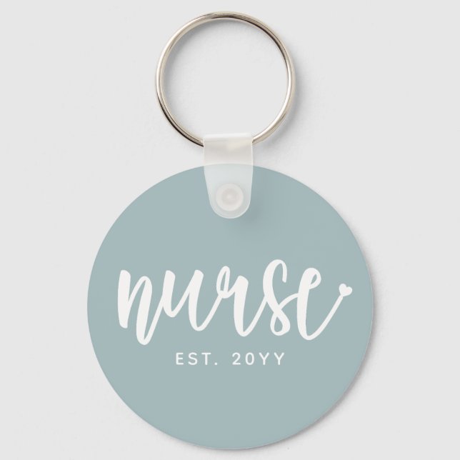 Custom Nurse Est Typography Nurse RN graduation Keychain (Front)