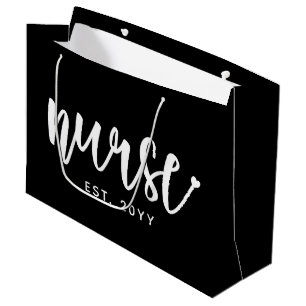 Custom Nurse Est Typography Nurse RN graduation Large Gift Bag