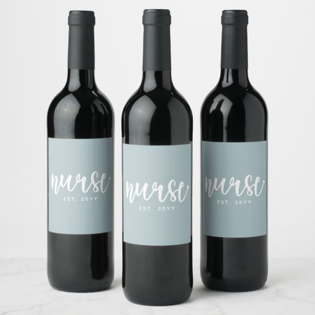 Custom Nurse Est Typography Nurse RN graduation Wine Label (Bottles)