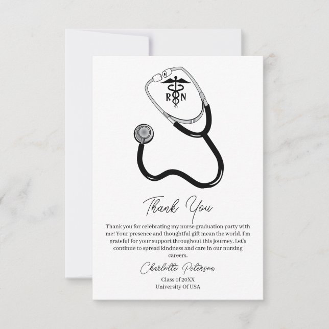 Custom Nurse Graduation Party Thank You Card (Front)