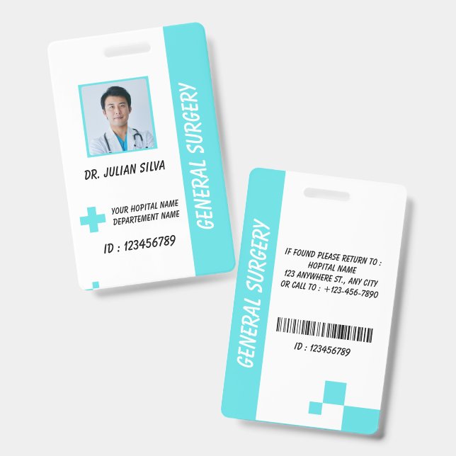 Custom Nurse ID Badge for Healthcare Employees (Front & Back)