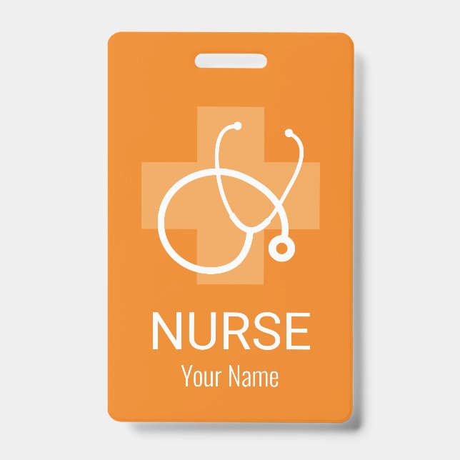 Custom nurse name badge with stethoscope logo (Front)