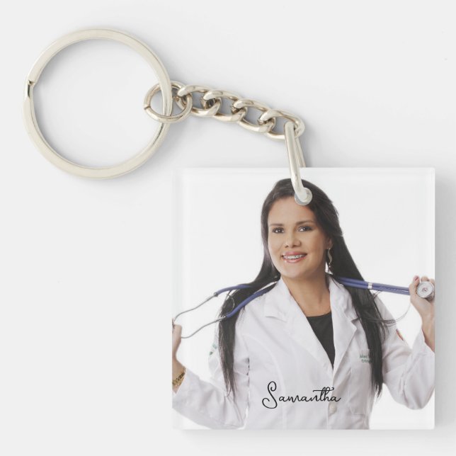 Custom Nurse Photo and Name Personalized Keychain (Front)
