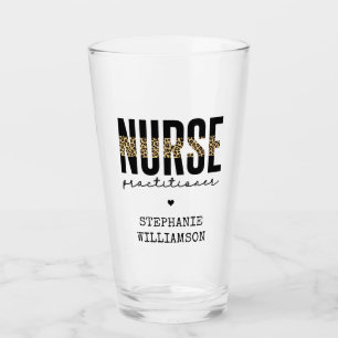 Custom Nurse Practitioner NP cheetah Graduation Glass