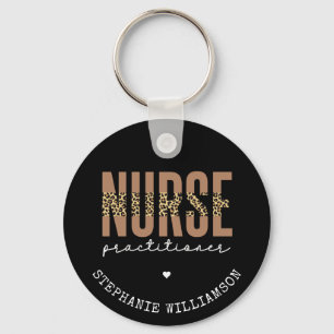 Custom Nurse Practitioner NP cheetah Graduation Keychain