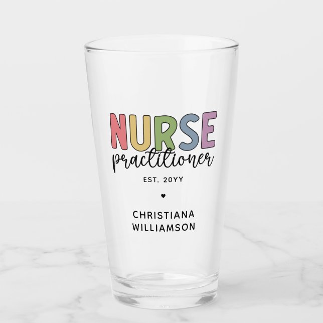 Custom Nurse Practitioner NP Nurse Graduation Glass (Front)