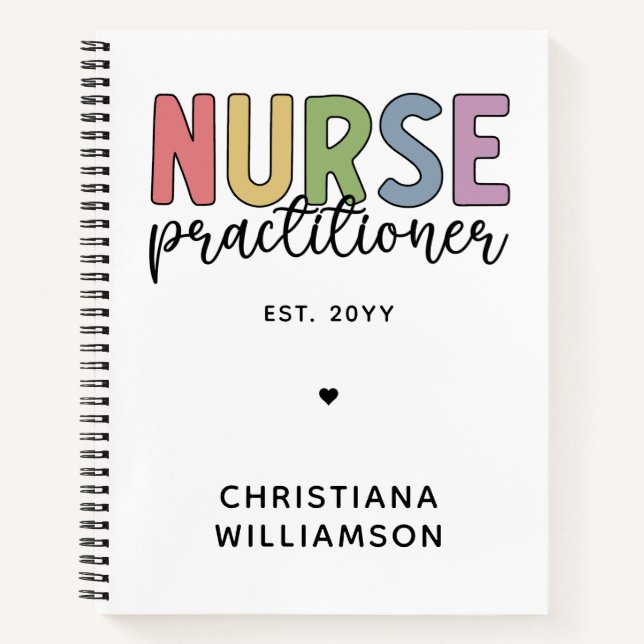 Custom Nurse Practitioner NP Nurse Graduation Notebook (Front)