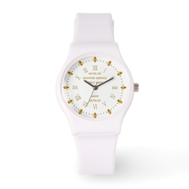 Custom NURSE Retirement Watch Gold White Elegant (Front)