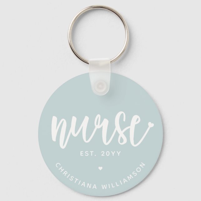 Custom Nurse RN Nursing School graduation Gift Keychain (Front)