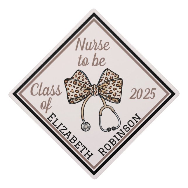 Custom NURSE TO BE Stethoscope Graduation Cap Topper (Front)