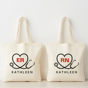 Custom Nurse Tote, Monogram Gift for RN ER Nurse Tote Bag