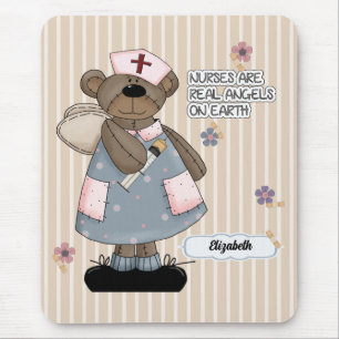 Custom Nurse's Name Teddy Bear Nurse Mouse Pad