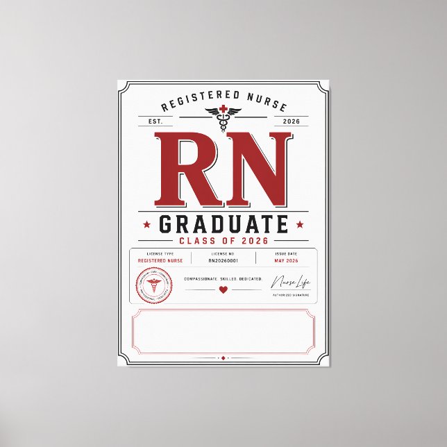 Custom Nursing Graduate Class Of 2026 Canvas Print (Front)