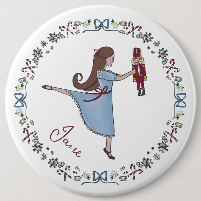 Custom Nutcracker Classic Christmas Ballet 6 Inch Round Button (Front)
