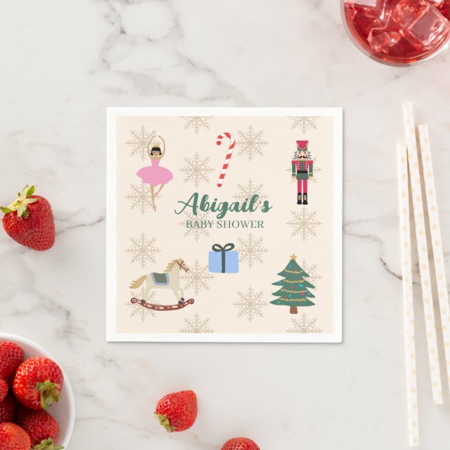 Custom Nutcracker Illustration Baby Shower Napkin (Insitu)