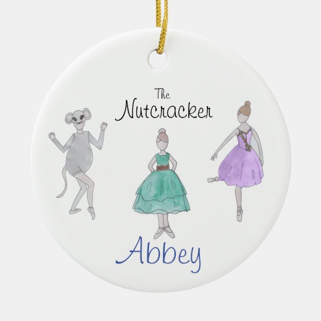 Custom Nutcracker Party Girl/Mouse/Flower  Ceramic Ornament (Front)