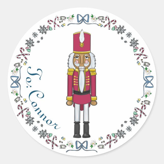 Custom Nutcracker Prince Christmas Gift Label (Front)