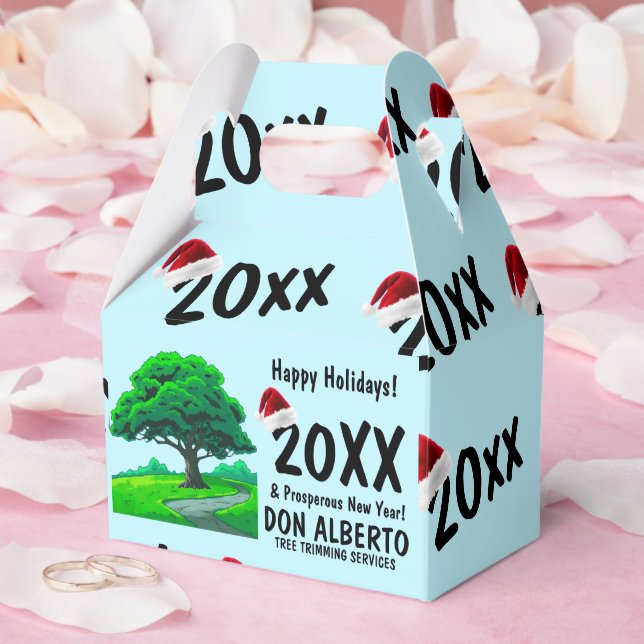 Custom Oak Tree Logo Tree Trimming Holiday Favor Box (Wedding)