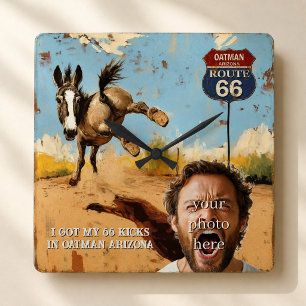 Custom Oatman Route 66 Burro Kicks Square Wall Clock