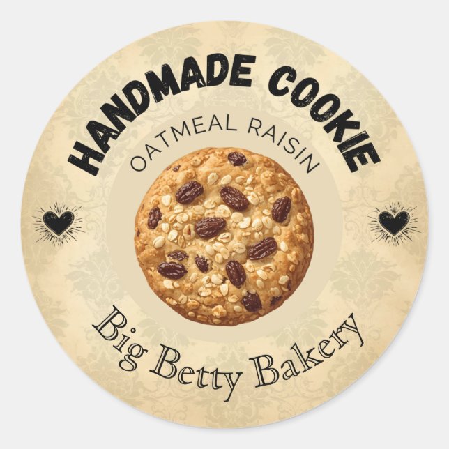 Custom Oatmeal Raisin Cookie Labels | Personalized (Front)