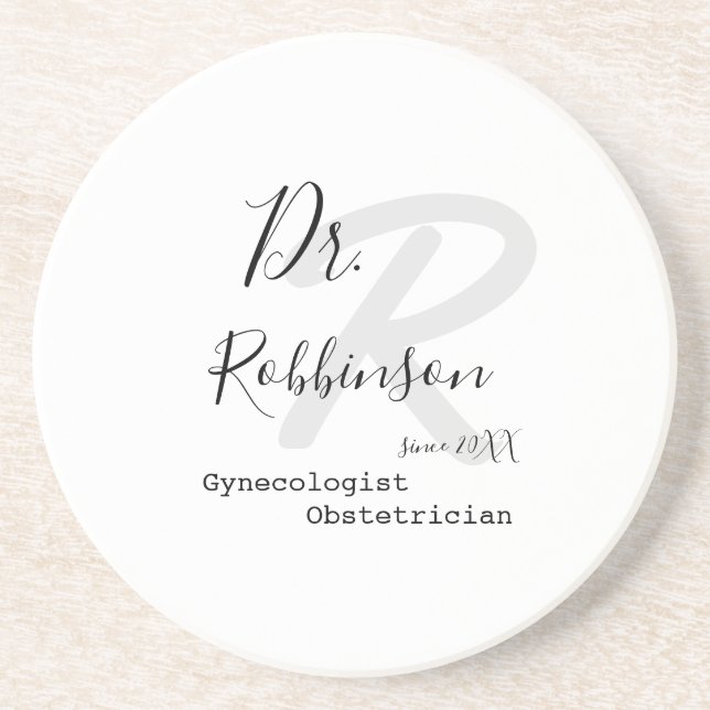 Custom Obgyn Obstetrician Gynecologist Monogram Coaster (Front)