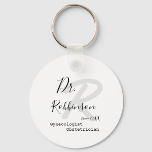 Custom Obgyn Obstetrician Gynecologist Monogram Keychain