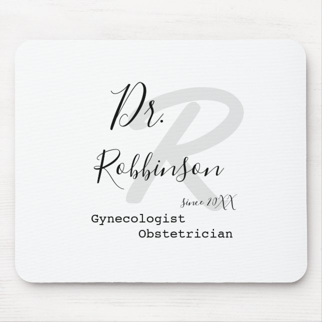 Custom Obgyn Obstetrician Gynecologist Monogram Mouse Pad (Front)