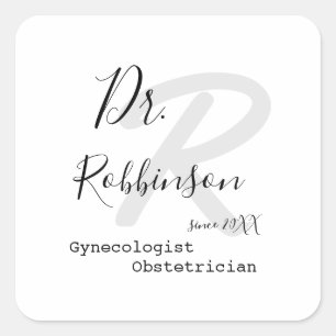 Custom Obgyn Obstetrician Gynecologist Monogram Square Sticker