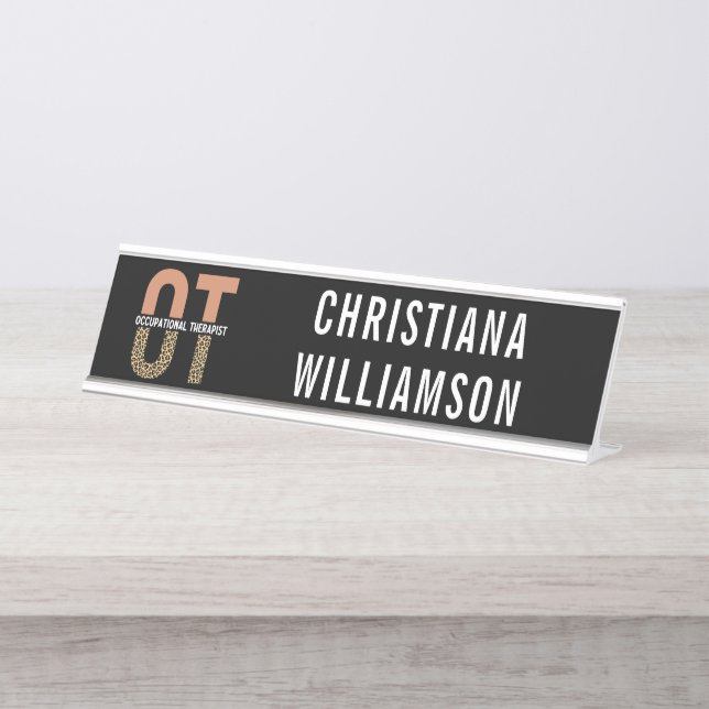 Custom Occupational Therapist OT Appreciation Gift Desk Name Plate (Front)