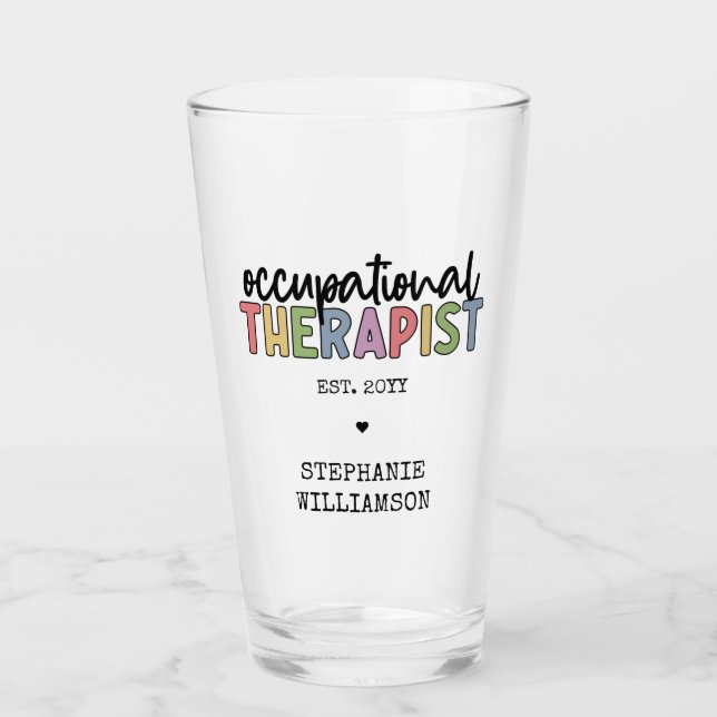 Custom Occupational Therapist OT Gifts Glass (Front)