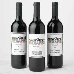 Custom Occupational Therapist OT Gifts Wine Label