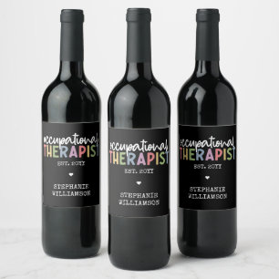 Custom Occupational Therapist OT Gifts Wine Label