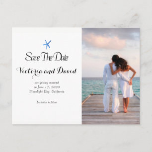 Custom Ocean Blue Beach Wedding Save The Date Announcement Postcard