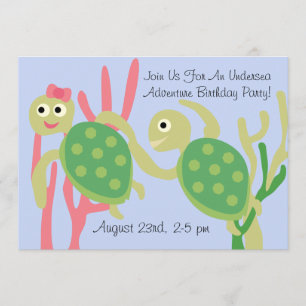 Custom Ocean Turtles Undersea Birthday Invitation
