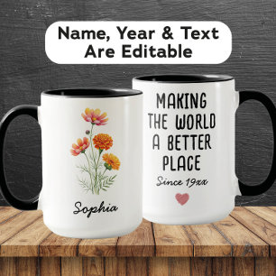 Custom October Birth Flower - Personalized Name Mug
