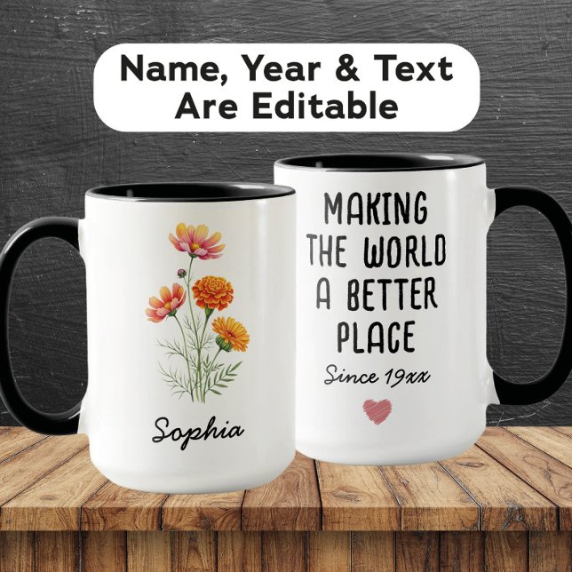 Custom October Birth Flower - Personalized Name Mug (Creator Uploaded)
