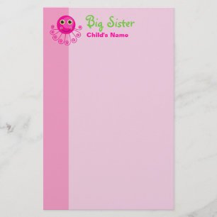 Custom Octopus Big Sister Child's Name Stationery