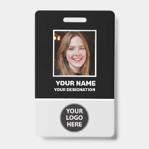 Custom Office Employee Photo, Bar Code, Logo, Name Badge