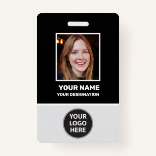 Custom Office Employee Photo, Bar Code, Logo, Name Badge