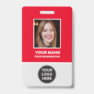 Custom Office Employee Photo, Bar Code, Logo, Name Badge