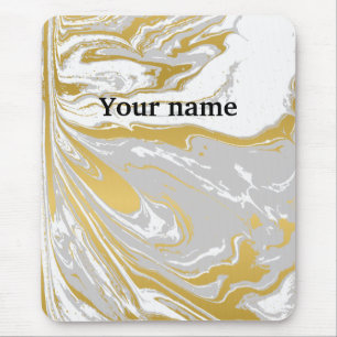 Custom Office marble white grey yellow modern Mouse Pad