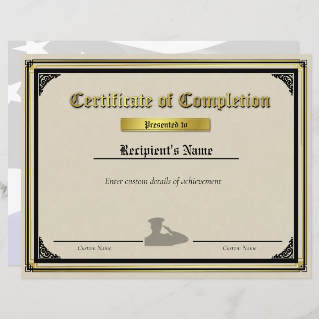 Custom Officer Salute Thin Blue Line Certificate (Front/Back)