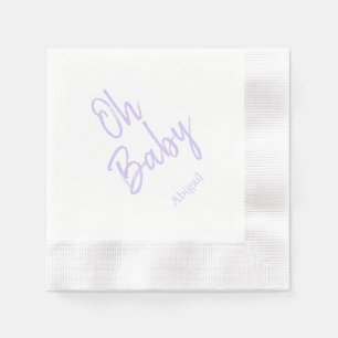 Custom Oh Baby "Name" Lavender Baby Shower Napkin
