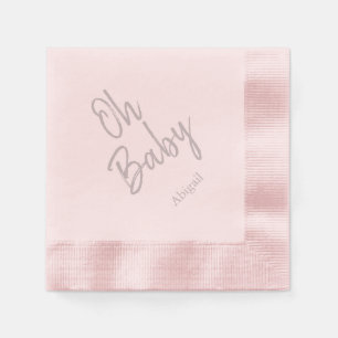Custom Oh Baby "Name" Pink Baby Shower  Napkin